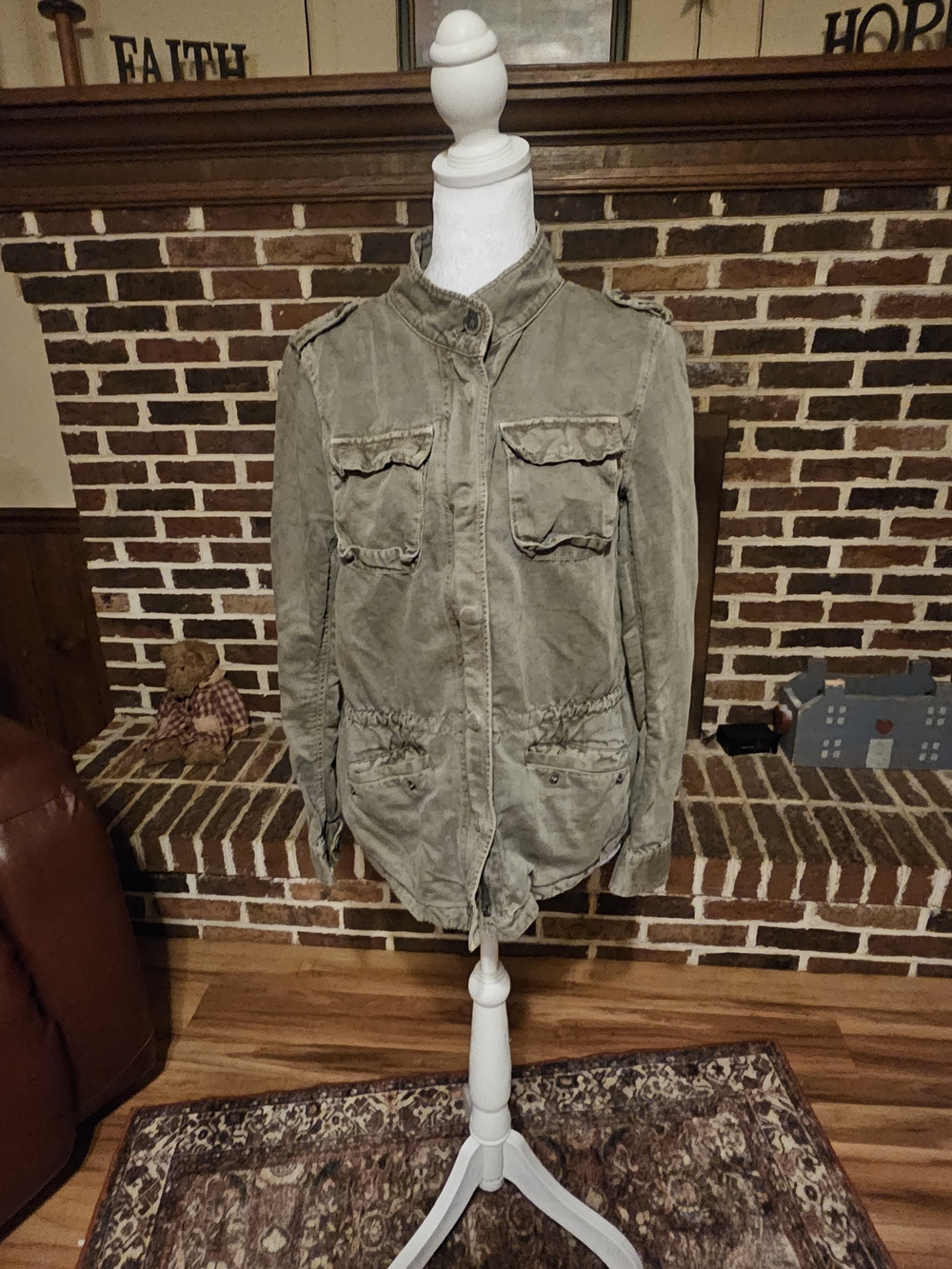 LOFT Olive Utility Jacket with Flap Pockets